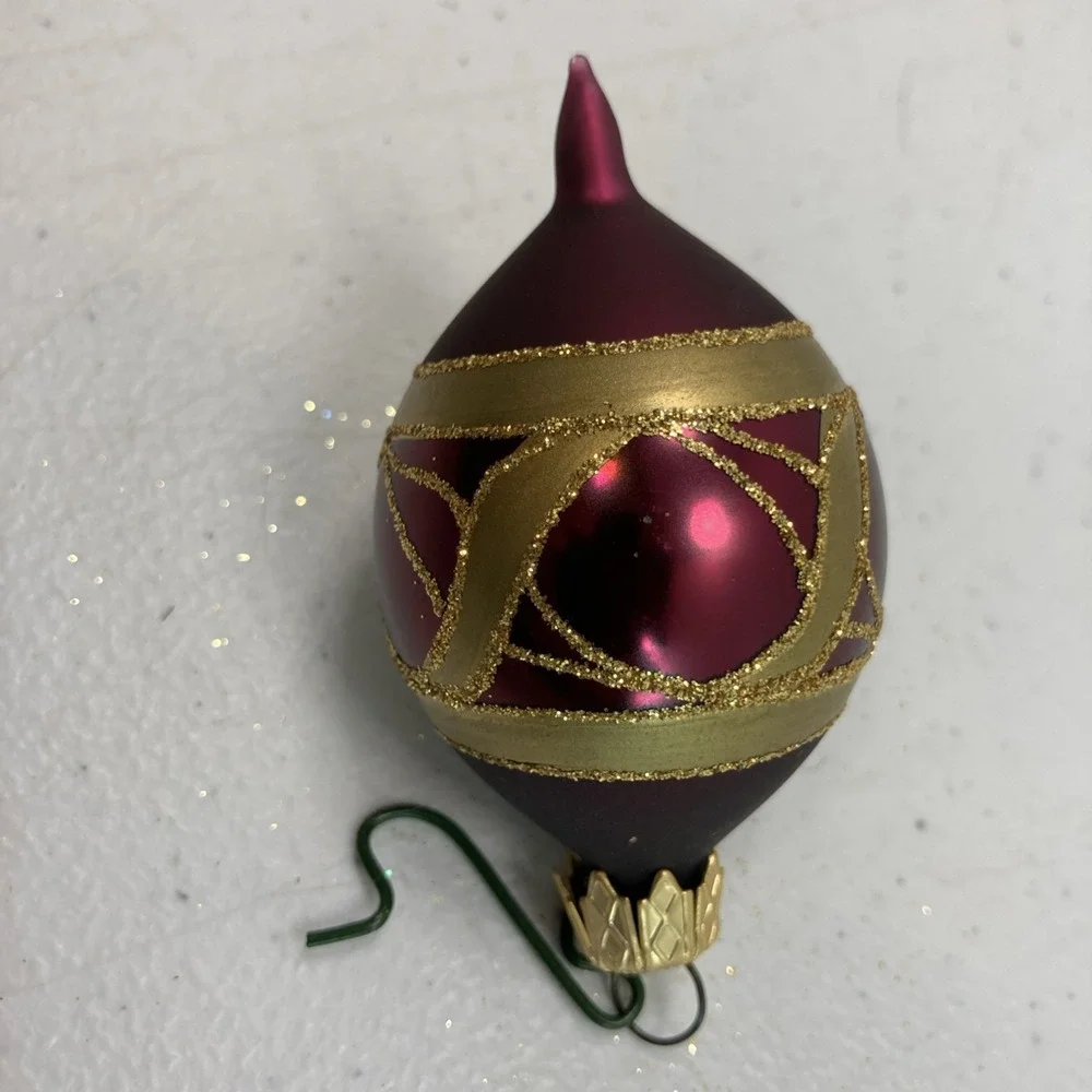 Random Lot Of 4‎ Vtg Blown Glass Christmas Ornament Acorn Cameo 3